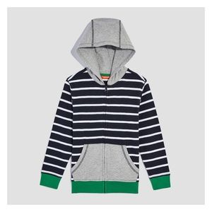 Joe Fresh Kids Stripe Hoodie - Blue Green Gray 7-8
